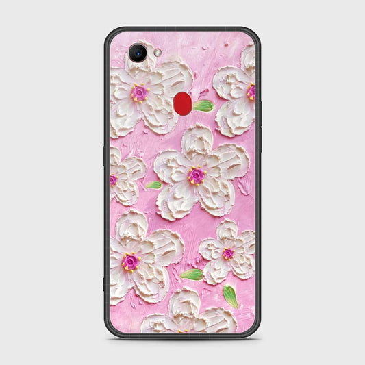 Oppo F7 Cover - Floral Series - Design 5 - Pink & White - HQ Ultra Shine Premium Infinity Glass Soft Silicon Borders Case