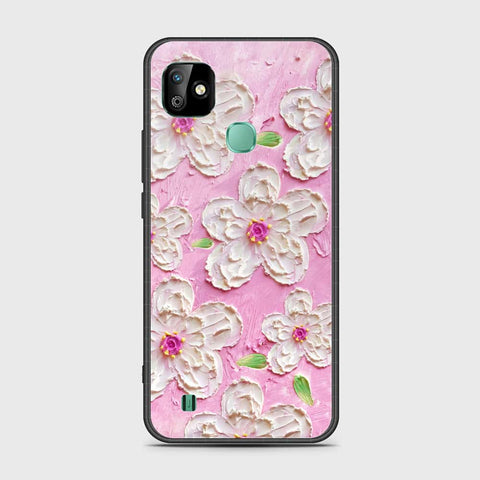 Infinix Smart HD 2021 Cover - Floral Series - Design 5 - Pink & White - HQ Ultra Shine Premium Infinity Glass Soft Silicon Borders Case