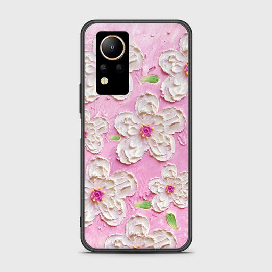 Infinix Note 12 Cover - Floral Series - Design 5 - Pink & White - HQ Ultra Shine Premium Infinity Glass Soft Silicon Borders Case