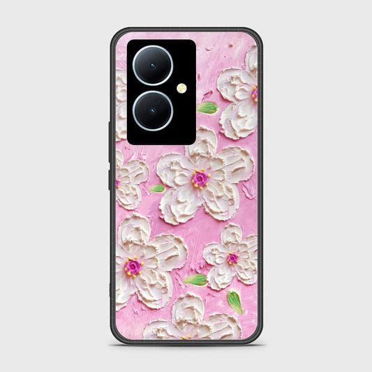 Vivo Y78 Cover - Floral Series - Design 5 - Pink & White - HQ Ultra Shine Premium Infinity Glass Soft Silicon Borders Case