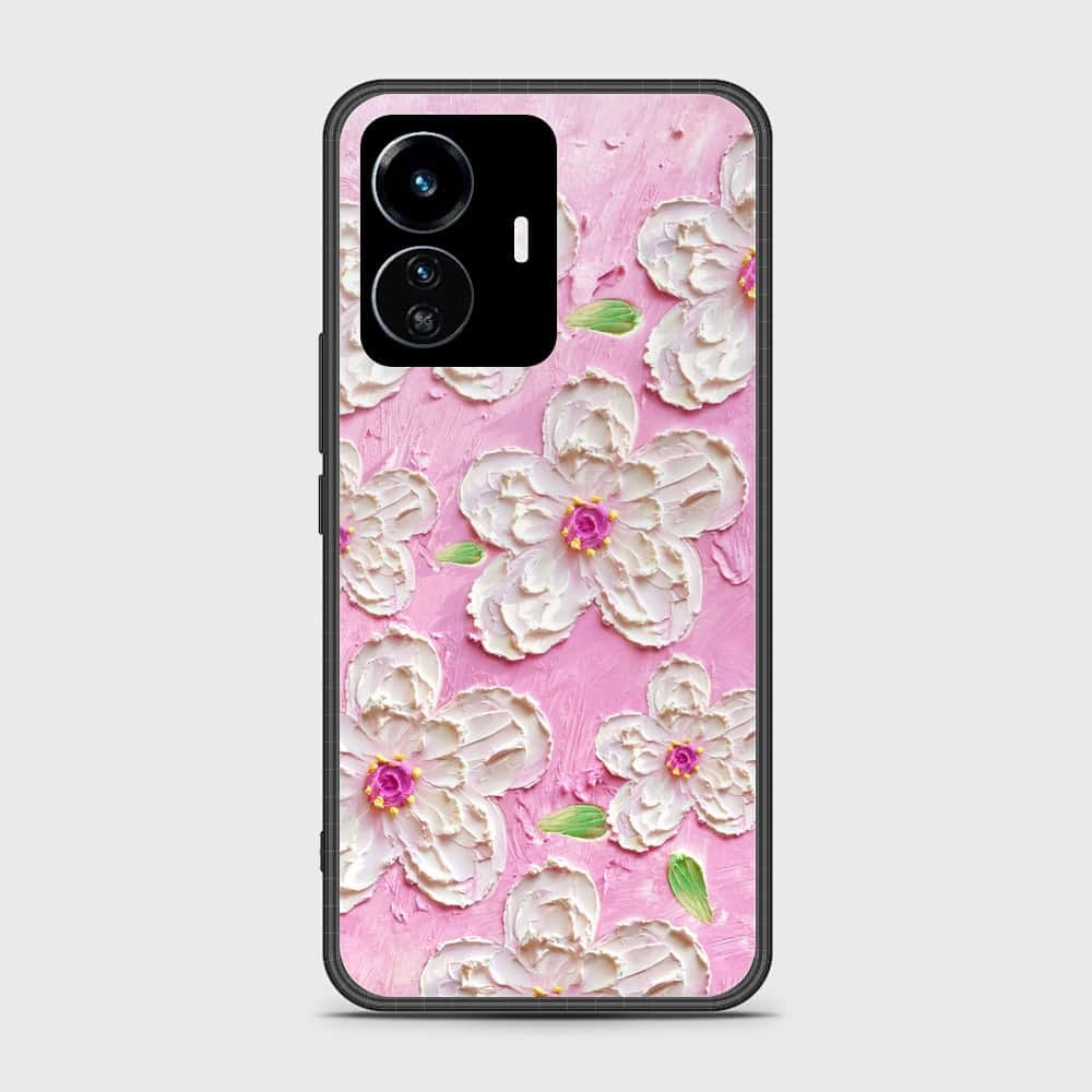 Vivo Y77 5G Cover - Floral Series - Design 5 - Pink & White - HQ Ultra Shine Premium Infinity Glass Soft Silicon Borders Case