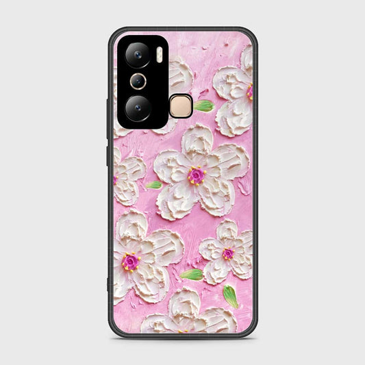 Infinix Hot 20i Cover - Floral Series - Design 5 - Pink & White - HQ Ultra Shine Premium Infinity Glass Soft Silicon Borders Case