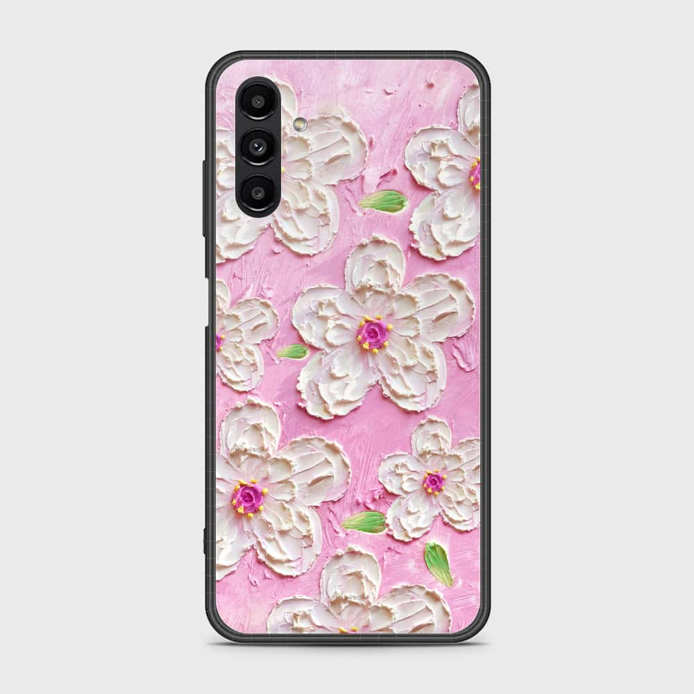 Samsung Galaxy A04s Cover - Floral Series - Design 5 - Pink & White - HQ Ultra Shine Premium Infinity Glass Soft Silicon Borders Case