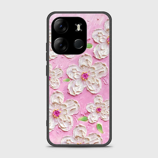 Infinix Smart 7 HD Cover - Floral Series - Design 5 - Pink & White - HQ Ultra Shine Premium Infinity Glass Soft Silicon Borders Case