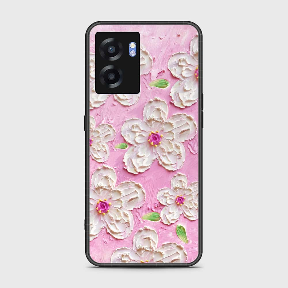 Realme Narzo 50 5G Cover - Floral Series - Design 5 - Pink & White - HQ Ultra Shine Premium Infinity Glass Soft Silicon Borders Case