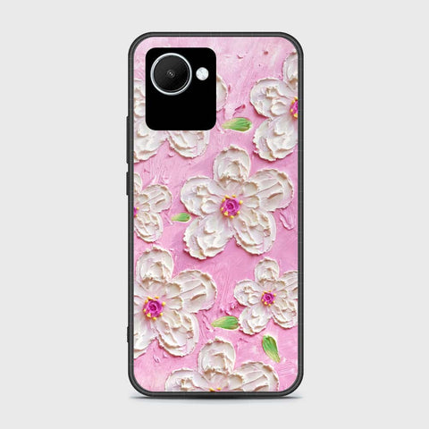 Realme C30 Cover - Floral Series - Design 5 - Pink & White - HQ Ultra Shine Premium Infinity Glass Soft Silicon Borders Case