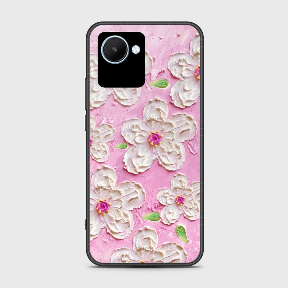 Realme C30s Cover - Floral Series - Design 5 - Pink & White - HQ Ultra Shine Premium Infinity Glass Soft Silicon Borders Case