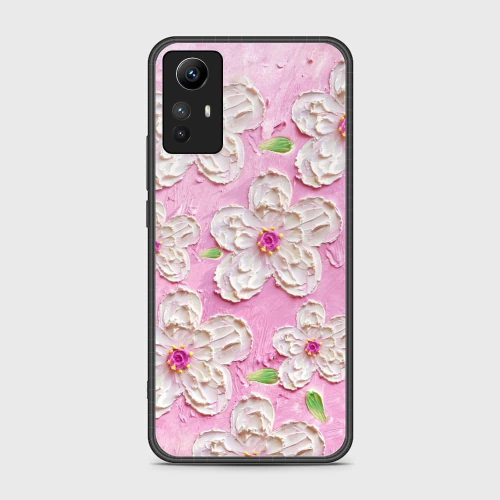 Xiaomi Redmi Note 12S Cover - Floral Series - Design 5 - Pink & White - HQ Ultra Shine Premium Infinity Glass Soft Silicon Borders Case