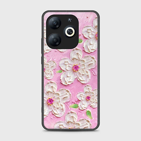 Infinix Smart 8 HD Cover - Floral Series - Design 5 - Pink & White - HQ Ultra Shine Premium Infinity Glass Soft Silicon Borders Case