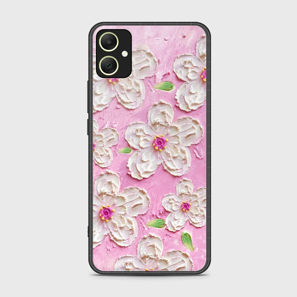 Samsung Galaxy A05 Cover - Floral Series - Design 5 - Pink & White - HQ Ultra Shine Premium Infinity Glass Soft Silicon Borders Case