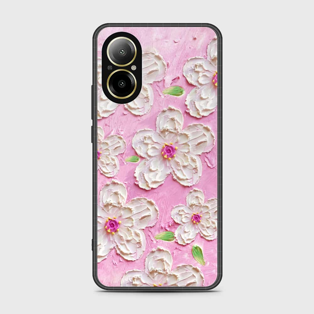 Realme C67 4G Cover - Floral Series - Design 5 - Pink & White - HQ Ultra Shine Premium Infinity Glass Soft Silicon Borders Case