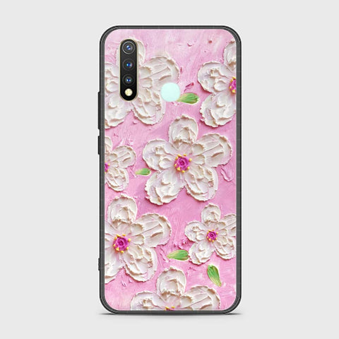 Vivo Y19 Cover - Floral Series - Design 5 - Pink & White - HQ Ultra Shine Premium Infinity Glass Soft Silicon Borders Case