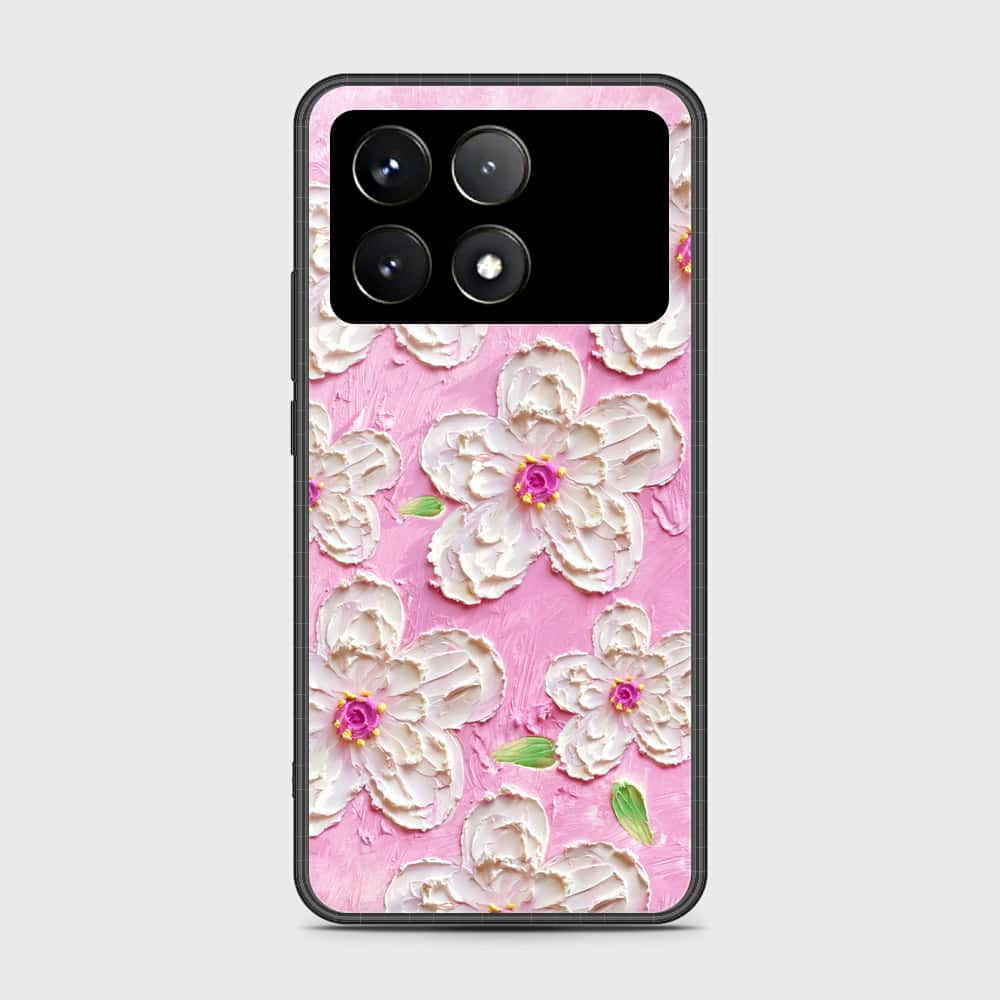 Xiaomi Redmi K70E Cover - Floral Series - Design 5 - Pink & White - HQ Ultra Shine Premium Infinity Glass Soft Silicon Borders Case