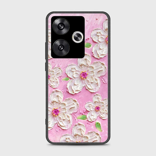 Xiaomi Redmi Turbo 3 Cover - Floral Series - Design 5 - Pink & White - HQ Ultra Shine Premium Infinity Glass Soft Silicon Borders Case