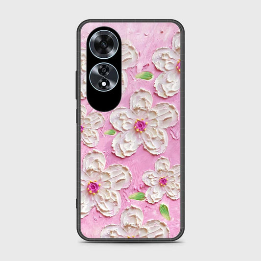 Oppo A60 Cover - Floral Series - Design 5 - Pink & White - HQ Ultra Shine Premium Infinity Glass Soft Silicon Borders Case