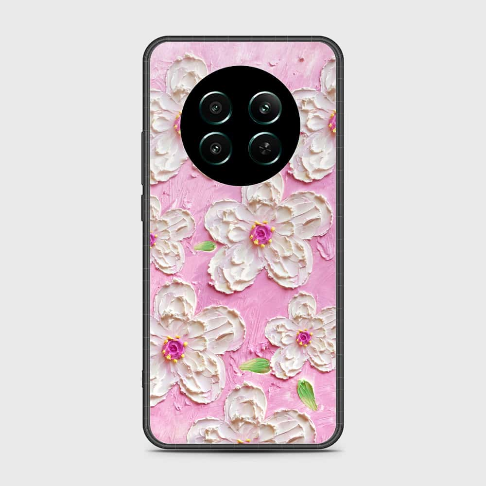 Realme 12 4G Cover - Floral Series - Design 5 - Pink & White - HQ Ultra Shine Premium Infinity Glass Soft Silicon Borders Case