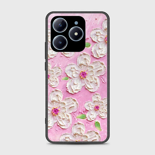 Realme C63 Cover - Floral Series - Design 5 - Pink & White - HQ Ultra Shine Premium Infinity Glass Soft Silicon Borders Case