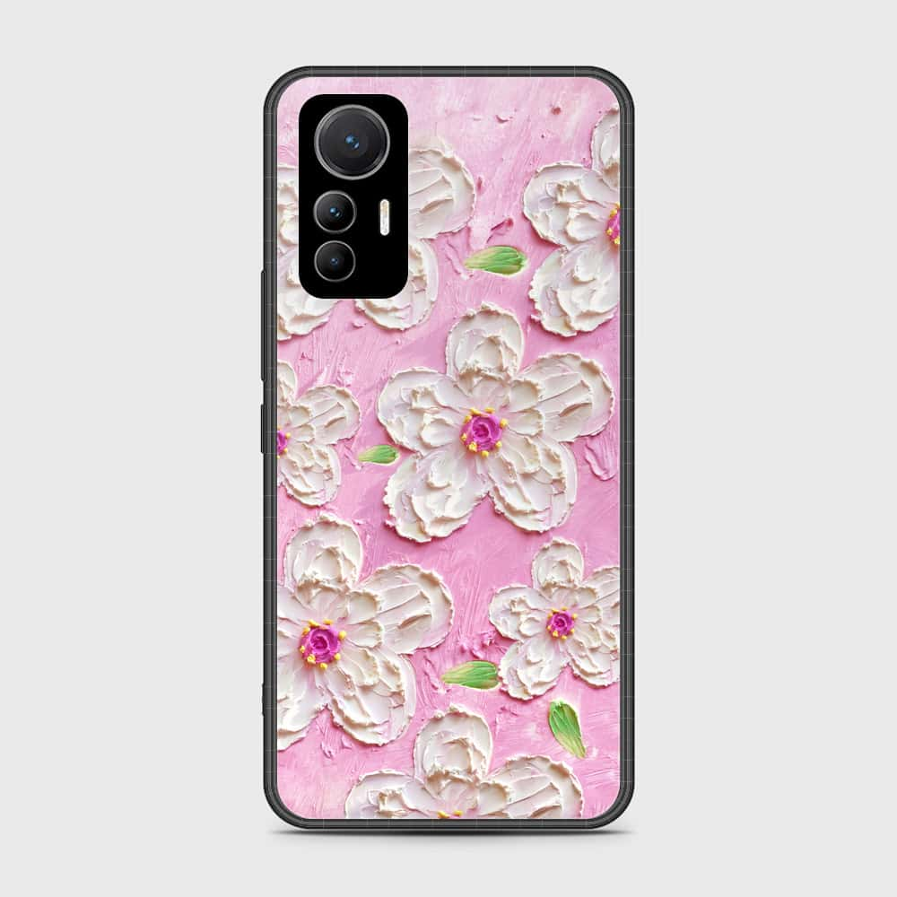 Xiaomi 12 Lite Cover - Floral Series - Design 5 - Pink & White - HQ Ultra Shine Premium Infinity Glass Soft Silicon Borders Case