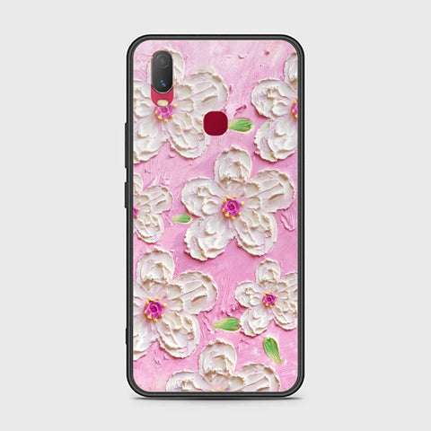 vivo Y11 (2019) Cover - Floral Series - Design 5 - Pink & White - HQ Ultra Shine Premium Infinity Glass Soft Silicon Borders Case