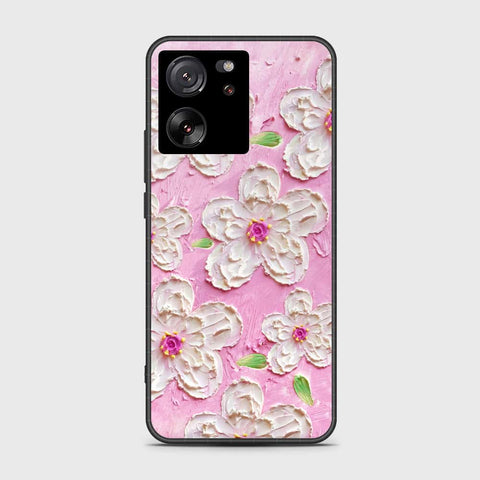 Xiaomi 13T Cover - Floral Series - Design 5 - Pink & White - HQ Ultra Shine Premium Infinity Glass Soft Silicon Borders Case