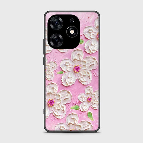 Tecno Spark 10 Pro Cover - Floral Series - Design 5 - Pink & White - HQ Ultra Shine Premium Infinity Glass Soft Silicon Borders Case