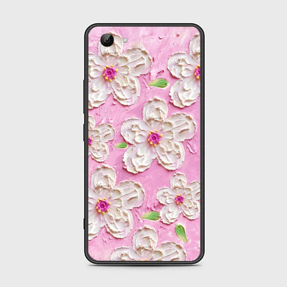 Vivo Y81 Cover - Floral Series - Design 5 - Pink & White - HQ Ultra Shine Premium Infinity Glass Soft Silicon Borders Case