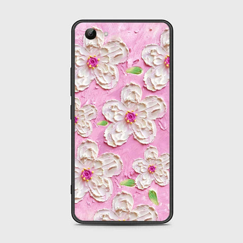 Vivo Y81 Cover - Floral Series - Design 5 - Pink & White - HQ Ultra Shine Premium Infinity Glass Soft Silicon Borders Case