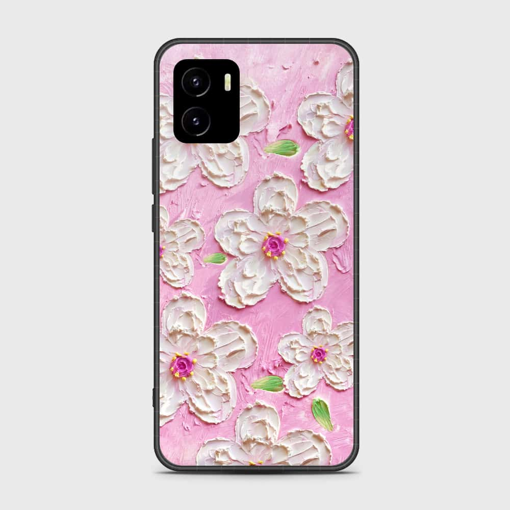 Vivo Y15c Cover - Floral Series - Design 5 - Pink & White - HQ Ultra Shine Premium Infinity Glass Soft Silicon Borders Case