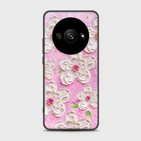 Xiaomi Redmi A3 Cover - Floral Series - Design 5 - Pink & White - HQ Ultra Shine Premium Infinity Glass Soft Silicon Borders Case