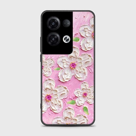 Oppo Reno 8 Pro Plus Cover - Floral Series - Design 5 - Pink & White - HQ Ultra Shine Premium Infinity Glass Soft Silicon Borders Case