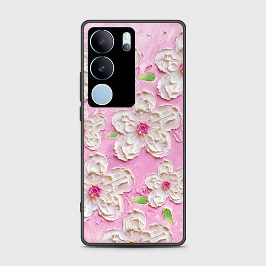 Vivo S17t Cover - Floral Series - Design 5 - Pink & White - HQ Ultra Shine Premium Infinity Glass Soft Silicon Borders Case