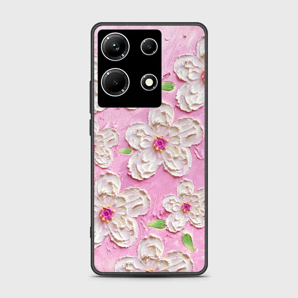 Infinix Note 30 Cover - Floral Series - Design 5 - Pink & White - HQ Ultra Shine Premium Infinity Glass Soft Silicon Borders Case