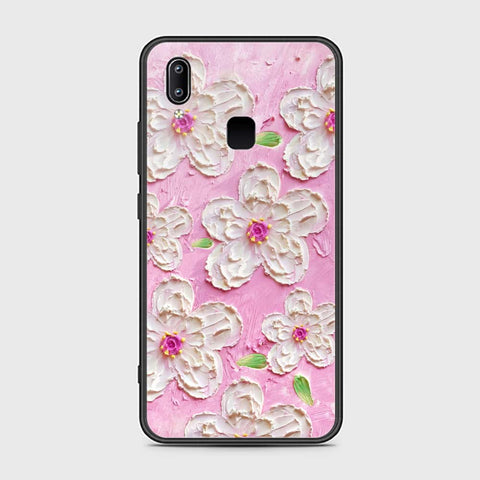 Vivo Y85 Cover - Floral Series - Design 5 - Pink & White - HQ Ultra Shine Premium Infinity Glass Soft Silicon Borders Case