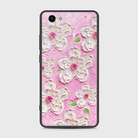 Vivo Y71 Cover - Floral Series - Design 5 - Pink & White - HQ Ultra Shine Premium Infinity Glass Soft Silicon Borders Case