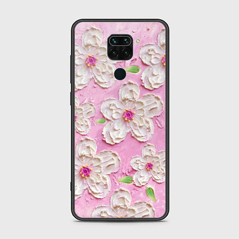 Xiaomi Redmi Note 9 Cover - Floral Series - Design 5 - Pink & White - HQ Ultra Shine Premium Infinity Glass Soft Silicon Borders Case