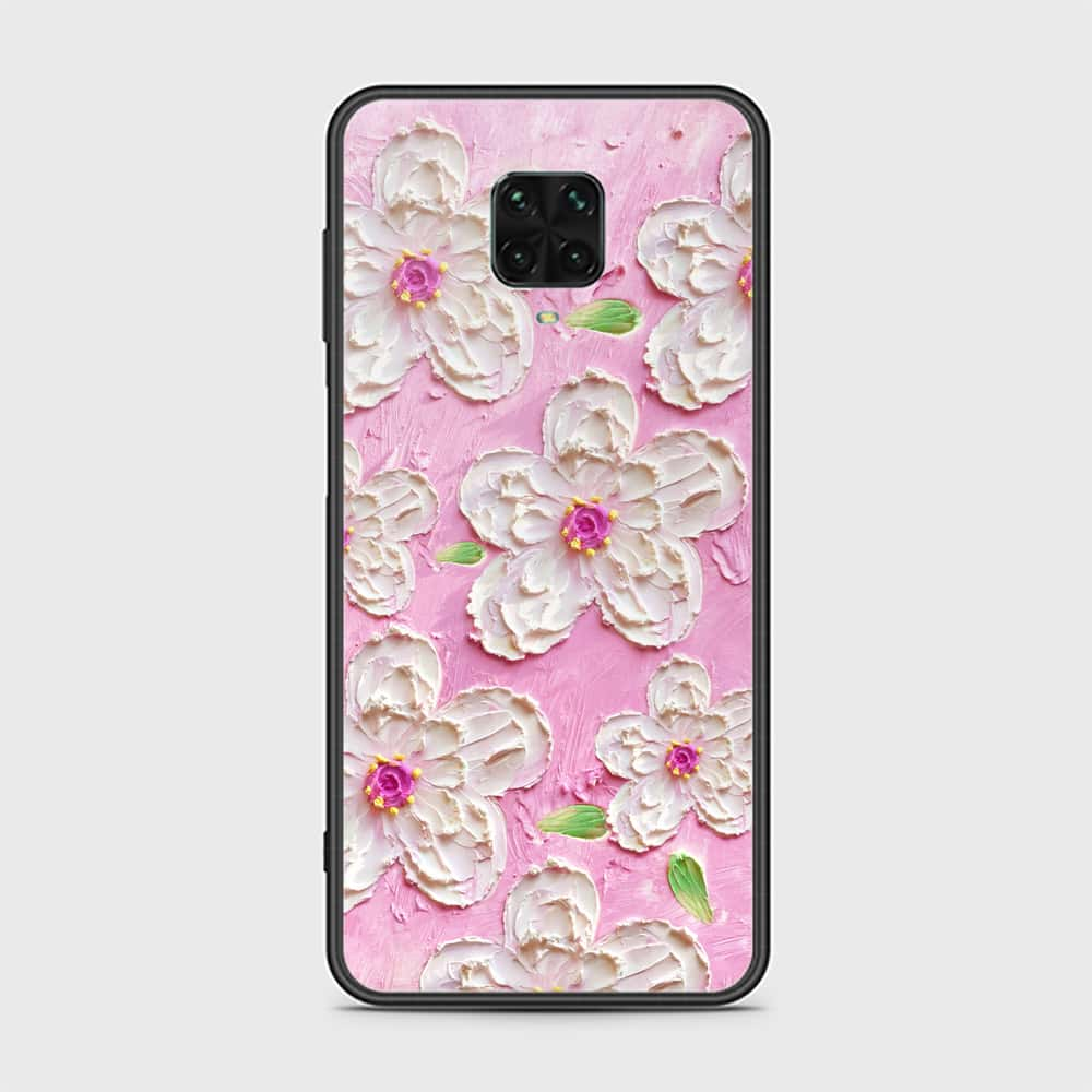 Xiaomi Redmi Note 9 Pro Cover - Floral Series - Design 5 - Pink & White - HQ Ultra Shine Premium Infinity Glass Soft Silicon Borders Case