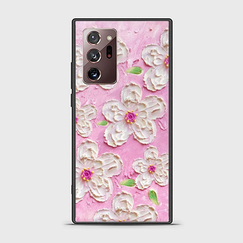 Samsung Galaxy Note 20 Ultra Cover - Floral Series - Design 5 - Pink & White - HQ Ultra Shine Premium Infinity Glass Soft Silicon Borders Case