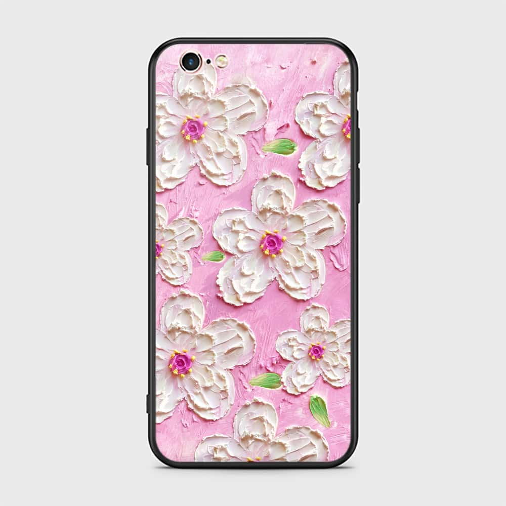 iPhone 6S / 6 Cover - Floral Series - Design 5 - Pink & White - HQ Ultra Shine Premium Infinity Glass Soft Silicon Borders Case