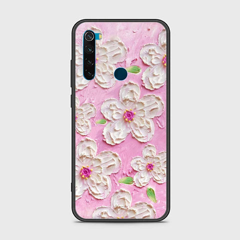 Xiaomi Redmi Note 8 Cover - Floral Series - Design 5 - Pink & White - HQ Ultra Shine Premium Infinity Glass Soft Silicon Borders Case