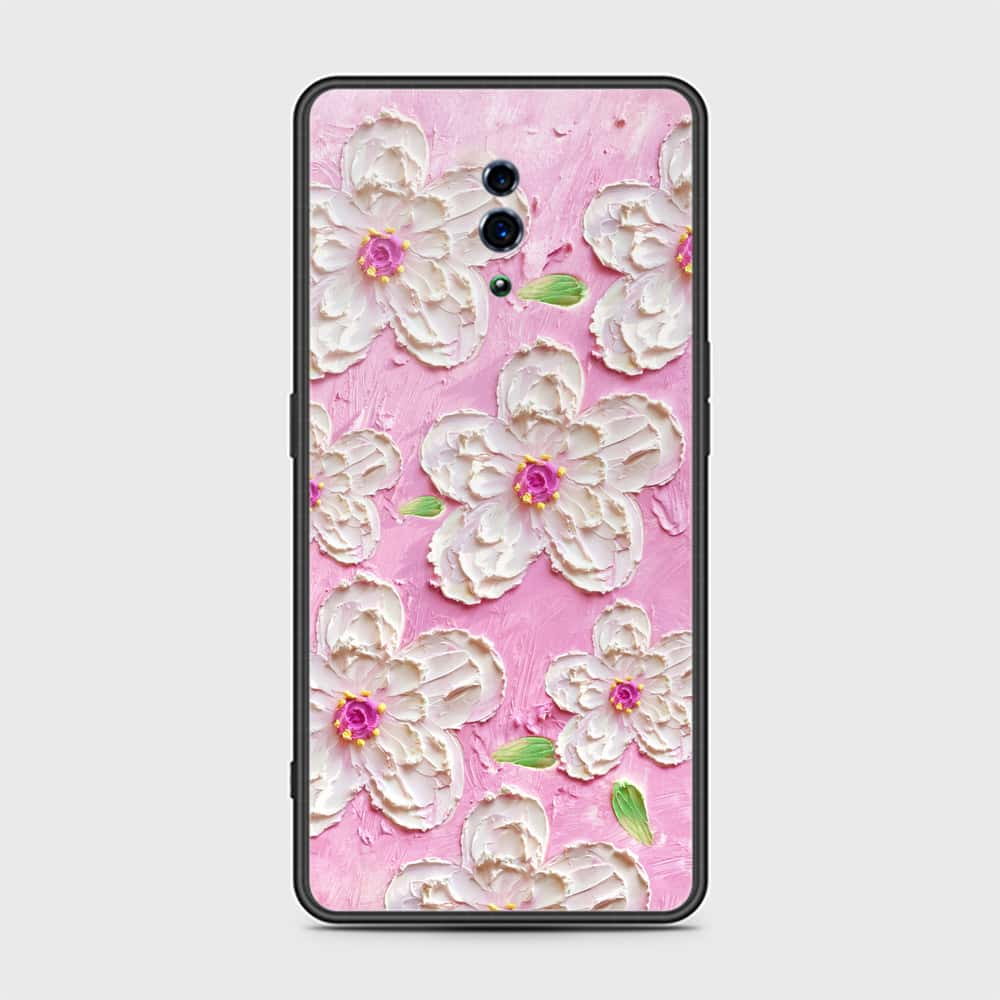 Oppo Reno Cover - Floral Series - Design 5 - Pink & White - HQ Ultra Shine Premium Infinity Glass Soft Silicon Borders Case