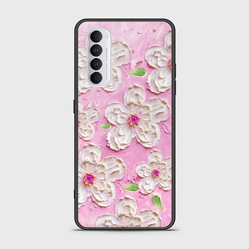 Oppo Reno 4 Pro Cover - Floral Series - Design 5 - Pink & White - HQ Ultra Shine Premium Infinity Glass Soft Silicon Borders Case