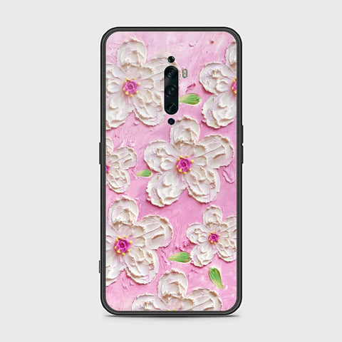 Oppo Reno 2Z Cover - Floral Series - Design 5 - Pink & White - HQ Ultra Shine Premium Infinity Glass Soft Silicon Borders Case