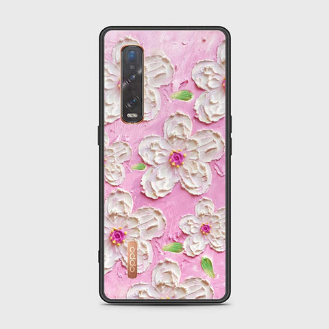 Oppo Find X2 Pro Cover - Floral Series - Design 5 - Pink & White - HQ Ultra Shine Premium Infinity Glass Soft Silicon Borders Case