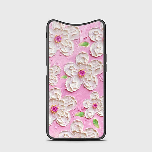 Oppo Find X Cover - Floral Series - Design 5 - Pink & White - HQ Ultra Shine Premium Infinity Glass Soft Silicon Borders Case