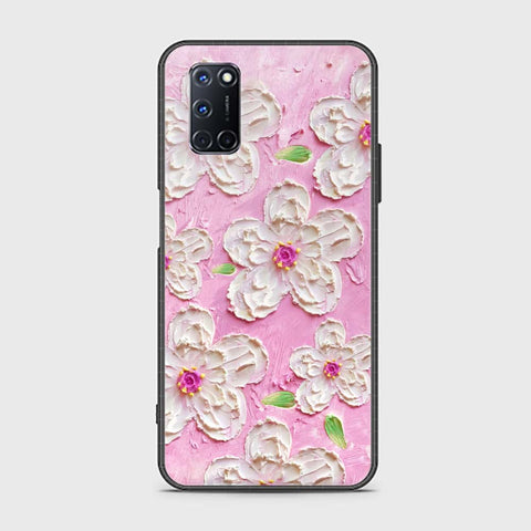 Oppo A52 Cover - Floral Series - Design 5 - Pink & White - HQ Ultra Shine Premium Infinity Glass Soft Silicon Borders Case