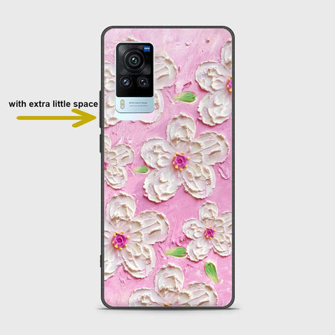 Vivo X60 Pro Cover - Floral Series - Design 5 - Pink & White - HQ Ultra Shine Premium Infinity Glass Soft Silicon Borders Case