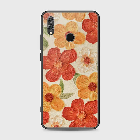 Huawei Honor 8X Cover - Floral Series - Design 6 - Red & Orange - HQ Ultra Shine Premium Infinity Glass Soft Silicon Borders Case