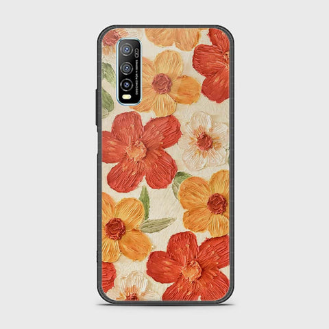 Vivo Y70s Cover - Floral Series - Design 6 - Red & Orange - HQ Ultra Shine Premium Infinity Glass Soft Silicon Borders Case