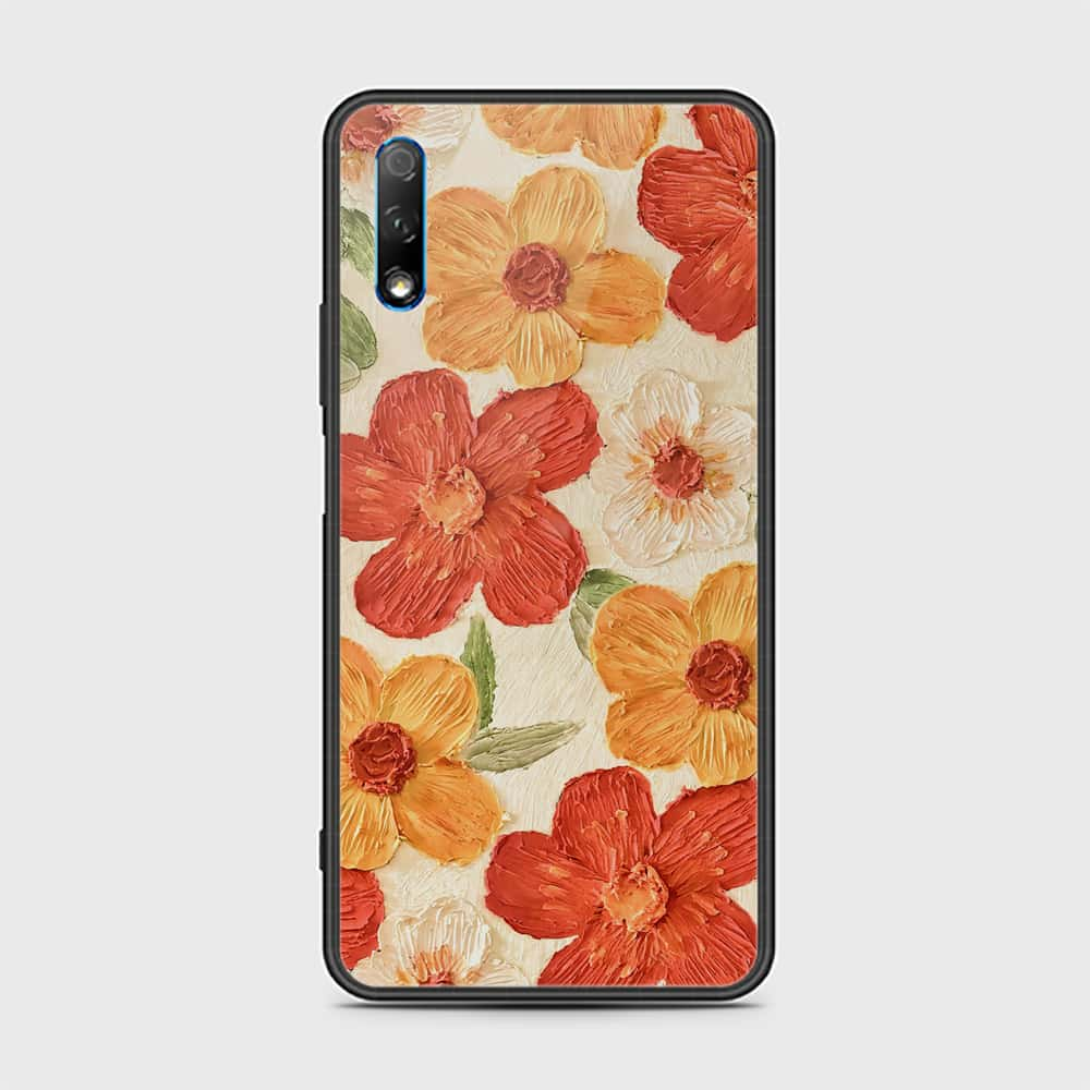 Honor 9X Cover - Floral Series - Design 6 - Red & Orange - HQ Ultra Shine Premium Infinity Glass Soft Silicon Borders Case