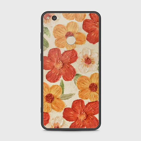 P8 Lite 2017 Cover - Floral Series - Design 6 - Red & Orange - HQ Ultra Shine Premium Infinity Glass Soft Silicon Borders Case